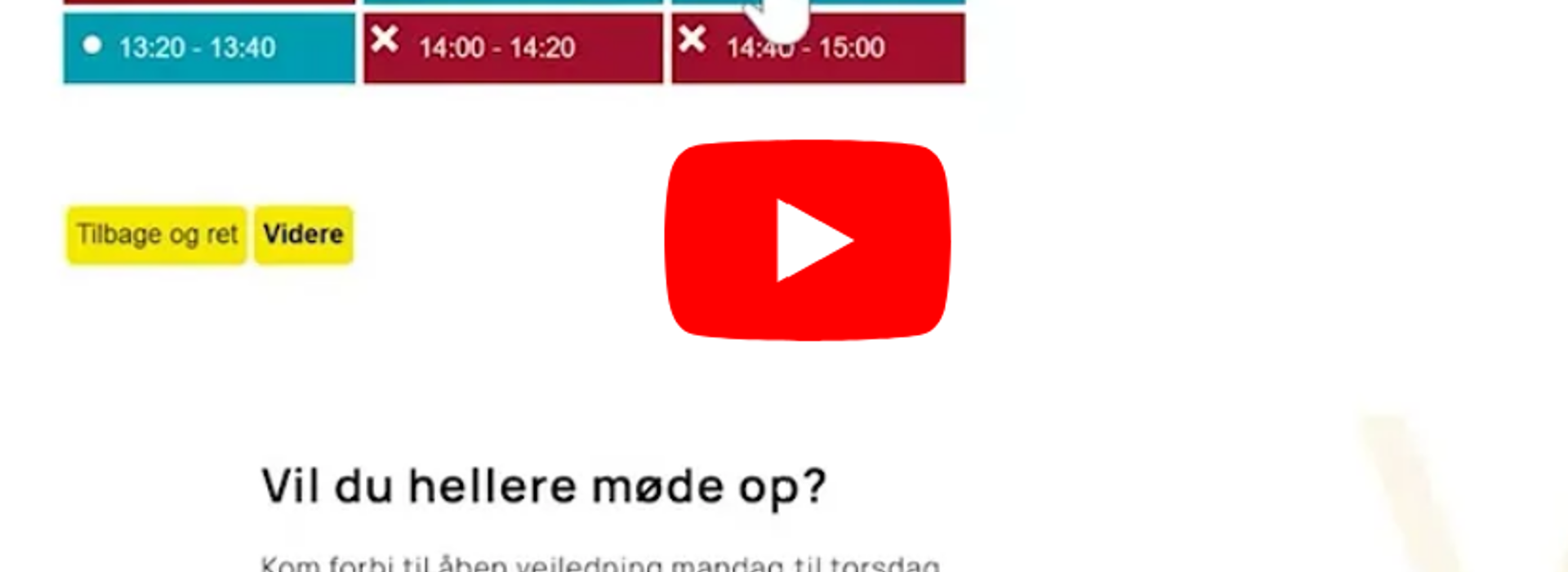 Billede af skolens bookingsystem